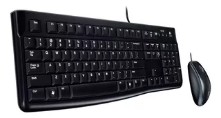  Kit de teclado y mouse Logitech MK120 Español Latinoamérica de color negro