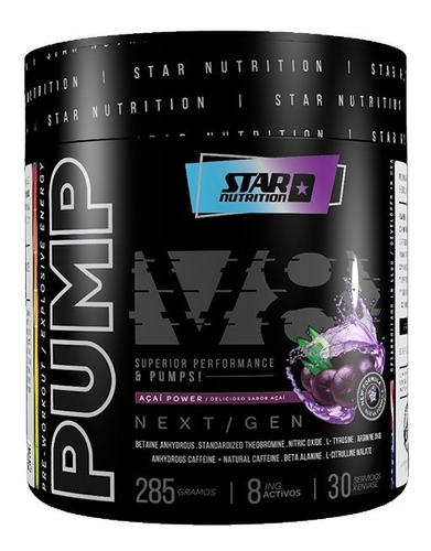 Pre Entreno Pump V8 Nextgen Star Nutrition 285g - Acai 