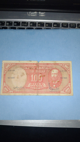 Chile Billete 100 Pesos Usado Año 1960 Bueno