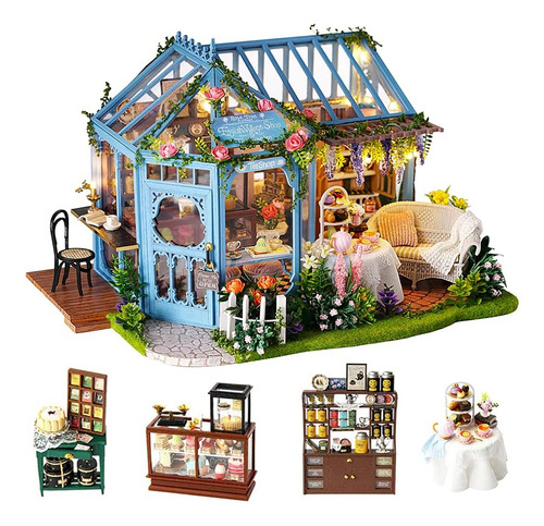 Casita Para Muñecas Casa Bricolaje Con Muebles Led Miniatura