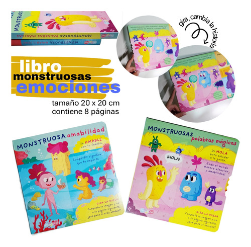 Libro Cuento Valores Pasta Dura Interactivo Monstruosas 1 Pz