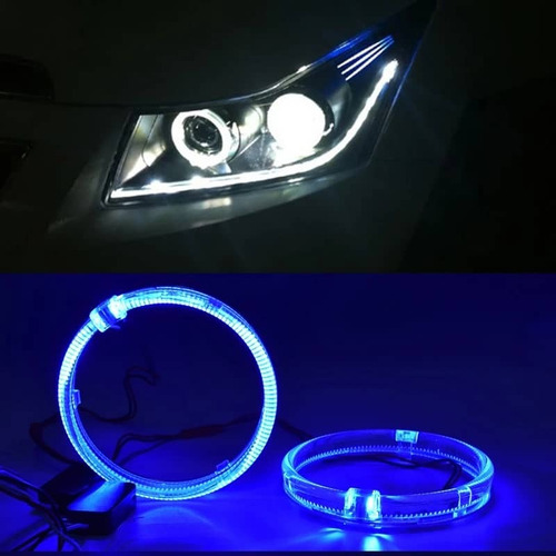 X2 Anillos Luz Led Circular Universal Ojos De Ángel Azul