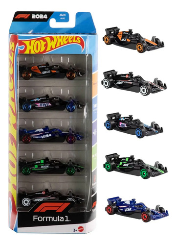 Kit com 5 Carros Hot Wheels - Fórmula 1 F1 2024 Multicor
