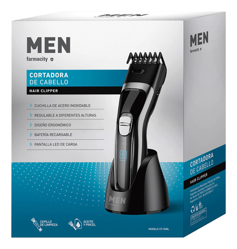 Cortadora De Cabello Eléctrica Men Farmacity Con Led Negra