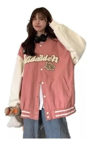 Chaqueta Mujer Uniforme Béisbol Lindo Estilo Harajuku Retro