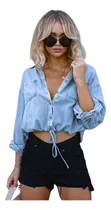 Comprar A Camisa Crop Top Dama Casual Versátil Suelta Con Cordón