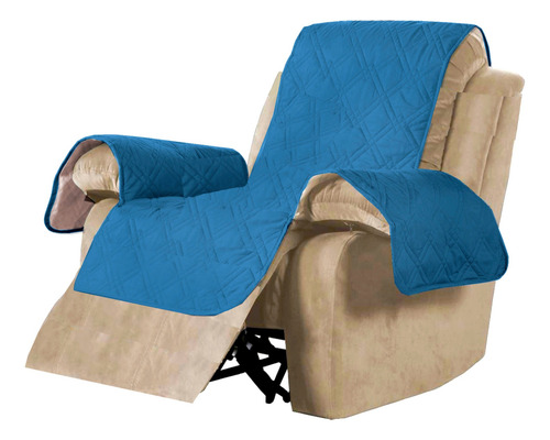 Funda Cubre Sillón Reposet Sillón Reclinable Azul 2 Vistas