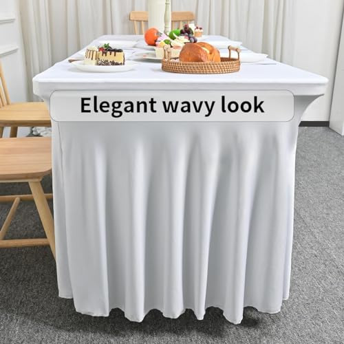Faldón De Mesa Elástico Blanco Para Banquetes Y Fiestas