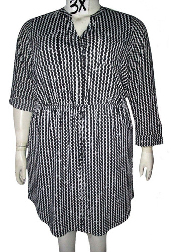 Vestido Blanco Y Negro Estampado Talla 24w (40/42) Apt.9