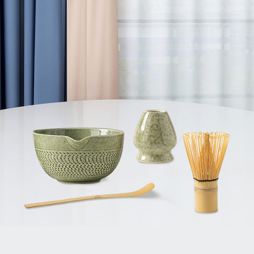 Juego De Matcha Batidor Y Soporte De Bambú Para Verde