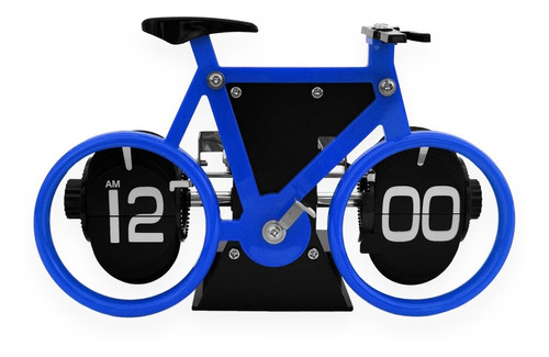 Reloj Flip En Forma De Bicicleta Azul De Escritorio