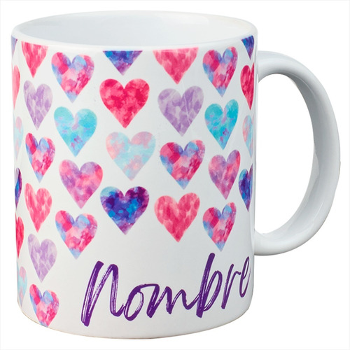 Taza Con Corazones Personalizada Con Tu Nombre