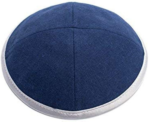 16 Cm De Cuero Judío Azul Marino Kipa Kippah Yarmulke Sinago