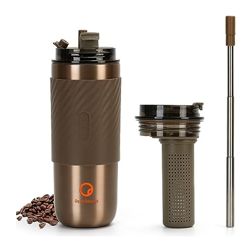 Naranja Revolución Travel Coffee Mug,17.5oz Copa De Xncsj