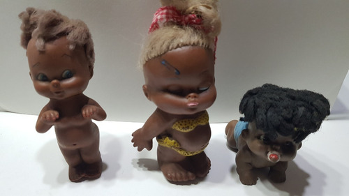 Antiguos Muñequitos Negros De Goma 13cm
