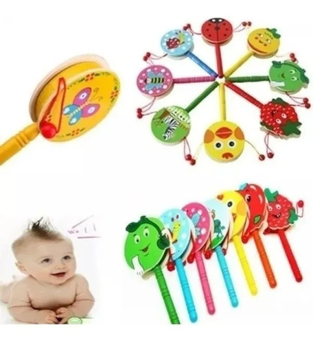 Maracas Sonajero Cascabel Madera  Música P/ Niños 20 Cm