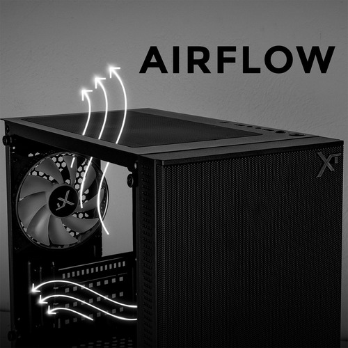 Gabinete Gamer Xtreme Pc Gaming Shadow Comic Edition Mini Torre Micro Atx 3 Fan Argb Mesh Cristal Templado
