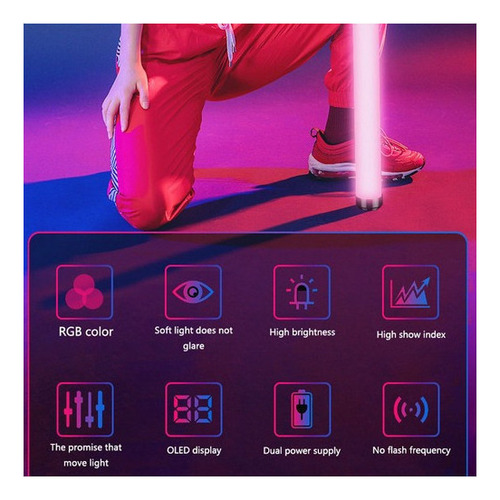 Barra Led De Color Rgb Con Batería Interna Y Funda 3000k-650