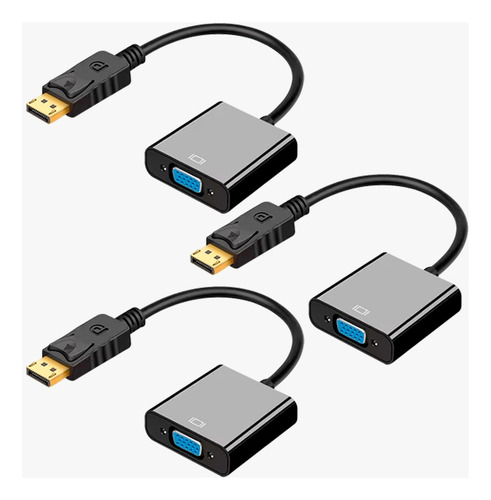 Adaptador Displayport Dp (macho) A Vga (hembra) X 3 Unidades