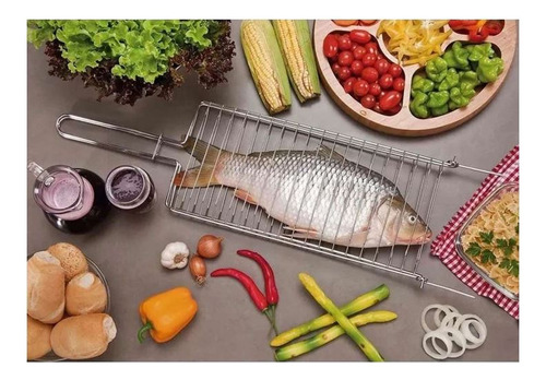 4 Espetos Com 1 Grelha De Peixe Frango E Pão De Alho