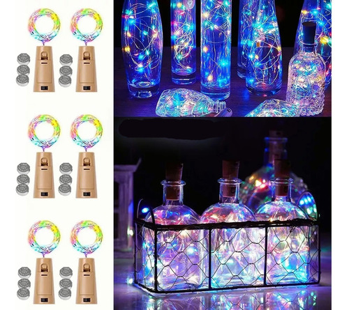 Luces De Botellas De Vino 2m 20led 6pzs Con Baterías Navidad