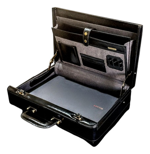 Maleta Executiva Guedes Mod.napole,couro Classico Preto Preto Lisa