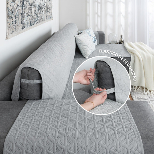 Funda Para Sofá En Forma De L Cubre Sillón Real Textil Gris