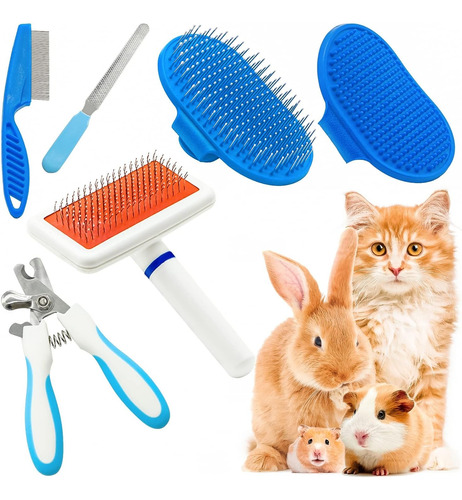 Kit Para Aseo De Conejo Cepillo Limpieza Baño Animales Peine