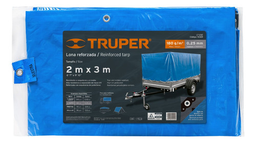 Lona Azul Reforzada De 2 X 3 M, Truper 15369