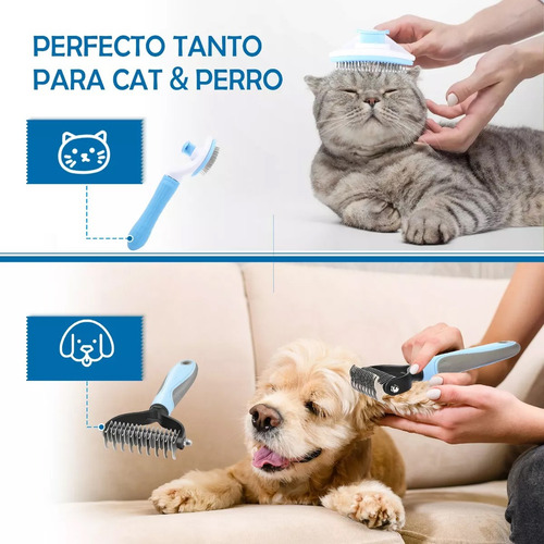 Cepillo Deslanador Perro Gato Peine Mascotas Masajeador Kit
