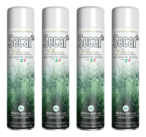 4 Unid. Odorizador De Ambientes Secar Charm 360ml Alecrim