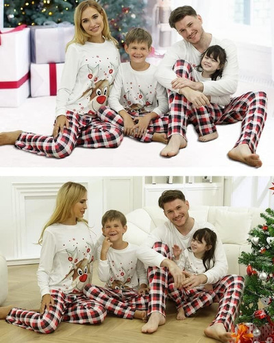 Pijamas De Navidad For La Familia Con Estampado De Renos