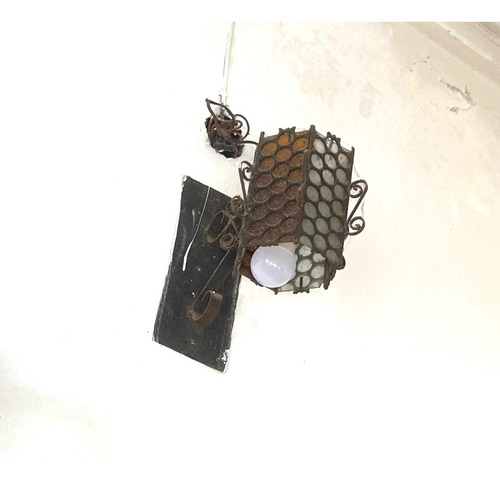 Antiguo Aplique Luz Farol Lámpar Pared Hierro Vintag Medieva (Usado)