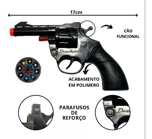 Revolver Espoleta Brinquedo Rambo Full Black + 5 Cartelas