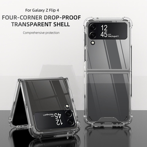 Imagen 3 de 10 de Carcasa Para Samsung Galaxy Z Flip 4 Transparente + Hidrogel