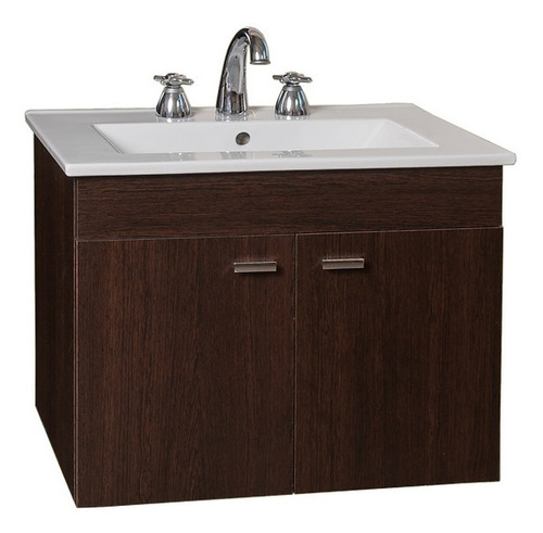 Imagen 1 de 1 de Mueble para baño Amube Niza de 62cm de ancho, 48cm de alto y 40cm de profundidad, con bacha color blanco y mueble wengue con tres agujeros para grifería
