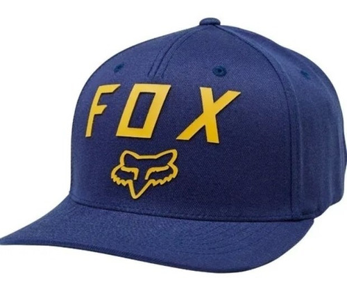 Gorra Number 2 Flexfit Logo Visera Azul Motocross Atv Fox 