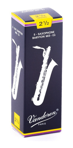 Cañas Vandoren Para Saxofón Barítono Fuerza 2.5 Caja De 5