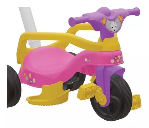 Triciclo Motoca Infantil Com Empurrador Removível - Rosa