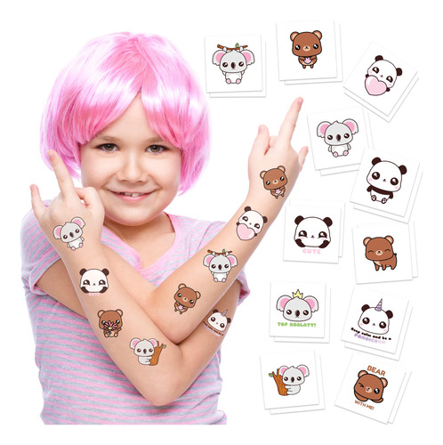 Cute Bears Temporary Tattoos | Pack Of 24 | Made In The Usa.