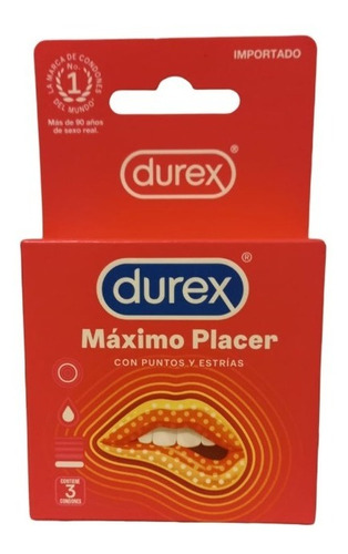 Durex Máximo Placer X 3 Condones Con Estrías Y Texturizado