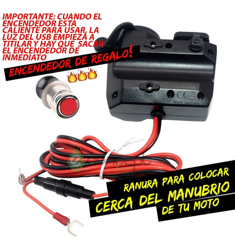 Imagen 4 de 10 de Cargador Usb Doble Con Toma 12 Volt Y Voltimetro Para Moto