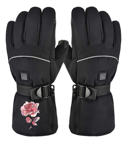 Guantes De Esquí Para Mujer Patchwork Recargables Con Cinco