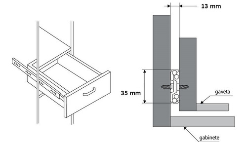 Imagem 2 de 3 de Corrediça Telescópica Para Gavetas 450 Mm ( 10 Pares )