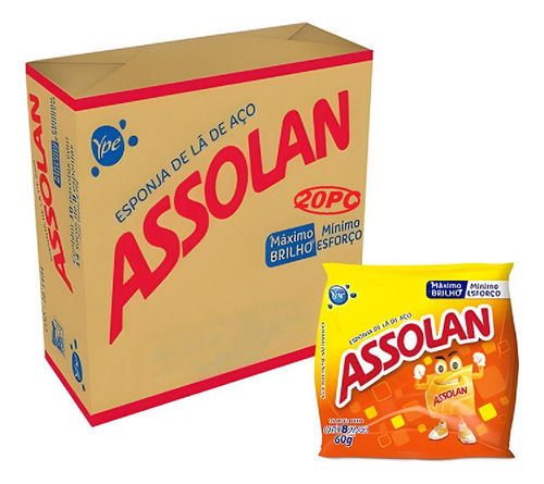 Kit 1 Fardo Lã De Aço Assolan Panela Brilho Com 8 Unidades