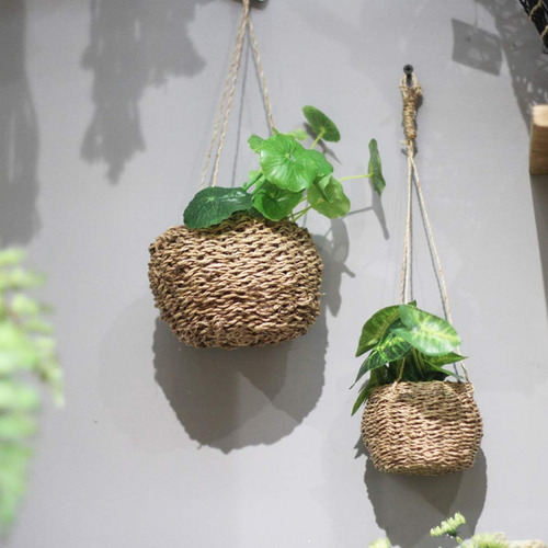 Maceta Colgante De Mimbre Para Interior