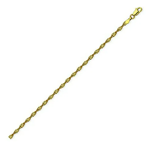 Anklet De Oro Amarillo 14k Con Cierre De Langosta De 10 Pul