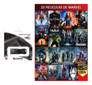 Usb 128 Gb Memoria Con 55 Películas Marvel Colección Full Hd