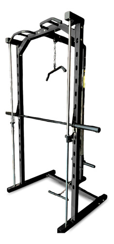 Multiestación Peso Libre, Jaula Squat Rack C/ Polea Negro
