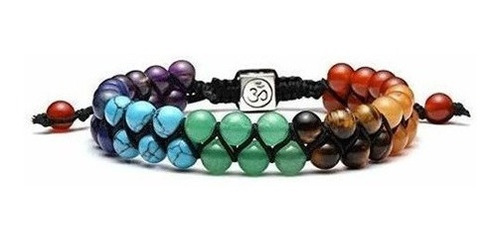 Parte Superior Plaza 7 Chakra Pulsera Roca Natural Lava Pied